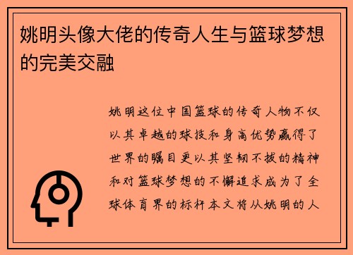 姚明头像大佬的传奇人生与篮球梦想的完美交融
